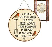 Farmhouse Signs Wall Décor - Rustic Round Wooden Robin Hanger