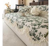 Farmhouse Sofa Cover, Vintage Floral Couch Covers，Non-Slip Sofa Slipcovers | Chenille Sofa Covers For 1 2 3 4 Seater, Leather Sofa Protector For Living Room, Pet Furniture Protect(Green,110x240cm)