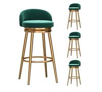 Farmhouse Velvet Counter Height Bar Stools Set of 4 with Swivel Green Velvet Upholstered Seat Gold Metal Legs 360° giratorio 65cm altura