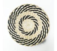 Farmhouse Woven Wall Basket Decor, Handmade Round Grass Wall Hanging, Rustic Wall Art for Living Room Bedroom Kitchen, Decorative Tray or Table Placemat(B,Diameter 20 cm)