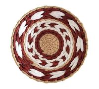 Farmhouse Woven Wall Basket Decor, Handmade Round Grass Wall Hanging, Rustic Wall Art for Living Room Bedroom Kitchen, Decorative Tray or Table Placemat(A,Diameter 20 cm)
