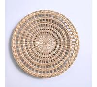 Farmhouse Woven Wall Basket Decor, Handmade Round Grass Wall Hanging, Rustic Wall Art for Living Room Bedroom Kitchen, Decorative Tray or Table Placemat(C,Diameter 20 cm)