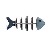 Farmhouses - Estante colgante de pared con diseño de peces de madera azul con acabado antiguo para casa de lago, estudio, baño, organizador de almacenamiento, arte de pared de casa de lago