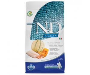 Farmina N&D Ocean Kitten - Pienso seco para gatito - Bacalao, camarones, calabaza y melón - Cantidad: 1,5 kg