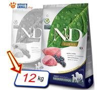 Farmina N&D Adult Medium & Maxi sin cereales con cordero y arándanos para perros - 12 kg