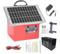 FarmNix 32KM - 12V Solar Pastor Electrico, Recinto eléctrico con panel solar de 7.5 W, 0,5J 9,5 KV, pastor eléctrico con batería de plomo 7 Ah, para vacas, ganado, cría de aves de corral, pastor