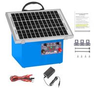 FarmNix 32KM Solar Pastor Electrico, cerca eléctrica Controlador de 0.5J / 9.5KV, con 12V 7Ah batería de Panel Solar de 7.5W, para prevención de vida silvestre, aves de corral, jardines (Azul)