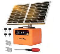FarmNix 48KM Pastor Eléctrico Solar 12V, Recinto eléctrico con panel solar de 15 W,0.3-1.5J, 6KV-12KV pastor eléctrico con batería de plomo 7 Ah, para vacas, ganado, cría de aves de corral, pastor