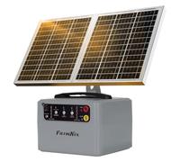 FarmNix 48KM Pastor Eléctrico Solar, Recinto eléctrico con panel solar de 15 W,0.3-1.5J, 6KV-12KV pastor eléctrico con batería de 7Ah, para vacas, ganado, cría de aves de corral, pastor (Gris)