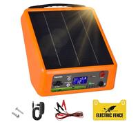 FarmNix Pastor Eléctrico Solar 32KM con Batería Litio 18Ah, Salida Ajustable 6-12KV 0.3-2.0J, Panel Solar 6W IP55 para Caballos, Ganado, Ovejas, Jabalíes