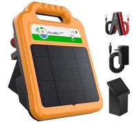 FarmNix Solar Pastor Electrico, 16KM cerca eléctrica Controlador de 0.2J / 8KV, con 4.3W panel solar y batería de litio de 10400mAh, para prevención de vida silvestre, granjas aves de corral