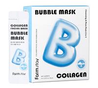FARMSTAY - Máscara facial de burbujas con colágeno, limpiador coreano para puntos negros, exfoliante de células muertas, limpieza profunda e hidratación, no irritante y calmante para la piel