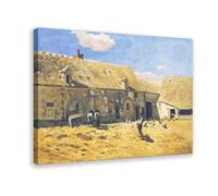 Farmyard at Chailly by Claude Monet - Póster artístico en lienzo y arte de pared, marco moderno para decoración de dormitorio familiar, 40,6 x 61 cm
