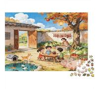 Farmyard Life Jigsaw Jigsaw Puzzles 1000 Piezass Recycled Material Cozy Rustic Scene Adulto Jigsaw Jigsaw Puzzle Developing Niños y Niñas‘s Intelligence Parent Child Game Actividad 38x26cm/1000pcs