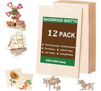 Farnirvana 12 Piezas Contrachapado 3mm, 300 x 200 mm, Tablones de Madera, Maderas Para Bricolaje Pirograbado Corte por Laser Modelado Regalos Decoraciones