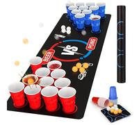 Farnirvana Beer Pong, Vasos de Beer Pong,32 Juegos de Beber, 8 Pelotas de Ping Pong, tapete de Mesa de Juego, Reutilizables, para Juegos de Beber,Festival,Fiesta Celebración,Bebidas