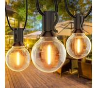 FARNY 7.6M/25FT LED Cadena de Luces Exterior con 12+1 Bombillas, Impermeable 24V Bajo Voltaje cadena de luces Bulbs, Blanco Cálido Cadena de Luces para Jardines, Terrazas, Bodas y Fiestas