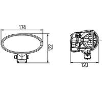 Faro adicional de halógeno montaje exterior Cristal dispersor con dibujos HELLA