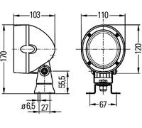 Faro adicional de halógeno montaje exterior Cristal dispersor con dibujos HELLA