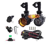 Faro Adicional para Moto Par de faros antiniebla para motocicleta de 100W, foco de luz Led auxiliar, faro antiniebla intermitente de doble Color Faros de Motocicleta Luces de Niebla(Gold light A)