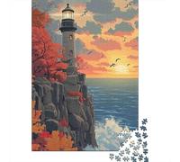 Faro al Atardecer Puzzle De 1000 Piezas Serie Art Collection Rompecabezas De Piso Y Juego Familiar Adultos Y Niños A Partir De 12 Año 52x38cm/1000pcs