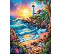 Faro al Borde del mar al Atardecer Rompecabezas 1000 Piezas Cartón para Toda La Familia Juego Compartir Estimulación Cognitiva Regalo Fin De Año Mejor Valorado 1000 PCS