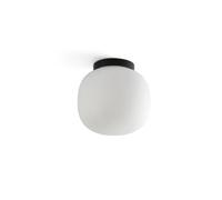 FARO BARCELONA Lámpara de techo para baño Amelia, negro/opal, cristal, Ø 21,5 cm