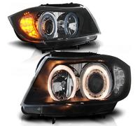 Faro Angel Eyes LED BMW Serie 3 E90 E91 05-08 Negro Izq Der Del