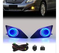 Faro Antiniebla para Corolla para Altis 2008 2009 2010 Luz Conducción Automática Luz Diurna Halógena LED Luz Diurna Lámpara Antiniebla Angel Eyes Antiniebla Delantero(Yellow Blue Rings)