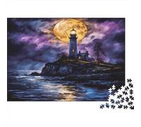 Faro bajo la Luna Puzzle Imposible,desafío for Adults Interesante Entretenimiento Creativo 1000 Piezas Obra De Arte De Juego De para Adultos, Regalos A Partir De 14 Años 52x38cm/1000pcs