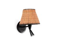 Faro Barcelona 64309-71 - SUMBA Aplique negro/ratán con lector