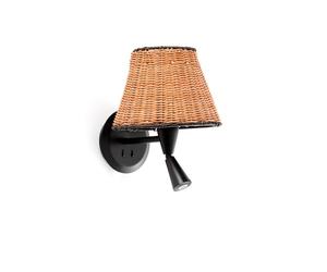 Faro Barcelona 64309-71 - SUMBA Aplique negro/ratán con lector
