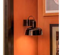 FARO BARCELONA Aplique de pared Tatawin, negro, acero/vidrio, Ø 18,4 cm