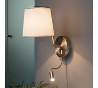 FARO BARCELONA Aplique de pared textil Berni con lámpara de lectura LED