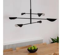 FARO BARCELONA Lámpara colgante Liggera, negra, acero, Ø 136,8 cm, 6 luces.