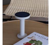 FARO BARCELONA Lámpara de mesa LED solar Cairo, beige, plástico, IP44, 21 cm