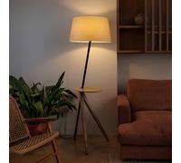 FARO BARCELONA Lámpara de pie Treewood, fresno/beige, tela/madera, altura 175 cm