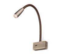 FARO BARCELONA Plomo lámpara de lectura de pared con detalles de cuero y LED