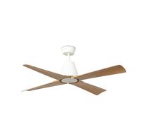 FARO Barcelona TYPHOON M Ventilador con luz blanco/madera para exterior 34105-130