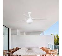 FARO BARCELONA Ventilador de techo con luz Outwood, blanco, CC, silencioso, Ø150 cm