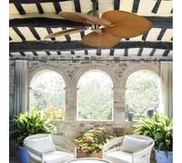 FARO BARCELONA Ventilador de techo Cuba L, Ø 132 cm, de cuatro aspas, color oro antiguo