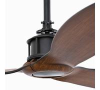 FARO BARCELONA Ventilador de techo Just Fan M, negro/madera oscura