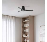 FARO BARCELONA Ventilador de techo LED Hey, negro, CC, silencioso, Ø 90 cm, CCT