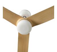 FARO BARCELONA Ventilador de techo LED Punt M blanco/madera DC silencioso Ø 130 cm CCT