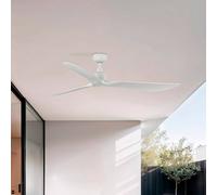 FARO BARCELONA Ventilador de techo Outwood, blanco, DC, silencioso, Ø 150 cm, IP44