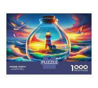 Faro Cartón Faro en Botella de Vidrio y Océano Rompecabezas Clásico Regalo Coleccionable Secreto de Santa 70x50cm/1000pcs