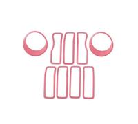 Faro Circular Lámpara Capó Rejilla Decoración Cubierta Pegatina Para Jeep Para Wrangler JL JT Para Gladiator 2024 Up Accesorios Exteriores Parrilla Delantera(Pink)