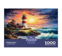 Faro Costero 1000 Pcs para Noches Familiares Divertidas - Cartulina Premium Conjunto Faro Amanecer de Rompecabezas con Juego Desafiante, El Regalo De Cumpleaños 38x26cm