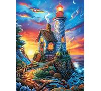 Faro costero al Atardecer Puzzle 300 Piezas Cartón Grueso para Adultos Sueño Mágico de Ciencia Ficción Noches Juegos En Familia Antiestrés Regalo Corporativo Calidad Profesional Regalo Ideal 300 PCS