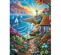 Faro costero al Atardecer Rompecabezas 300 Piezas Cartón para Principiantes Vida Silvestre y Mascotas Días Lluviosos Tiempo Libre En Casa para Reyes Magos Detalle De Cumpleaños 300 PCS